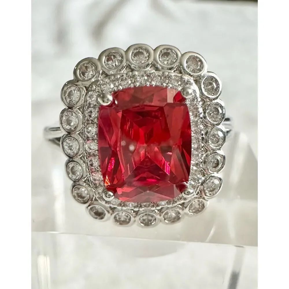 Bright Cherry red cocktail ring